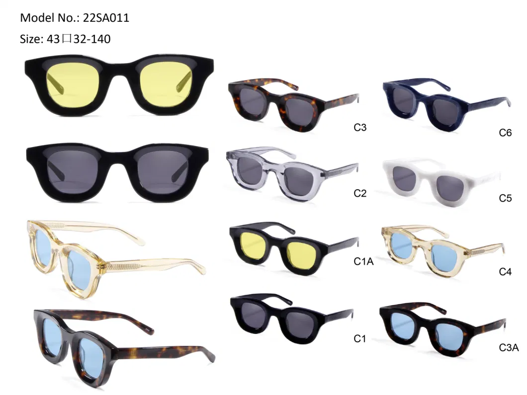 2023 Exclusive Designer Style Thick Acetate Cr39 Sunglasses Round Fashion Popular Sunglasses Designer Top Sunglasses