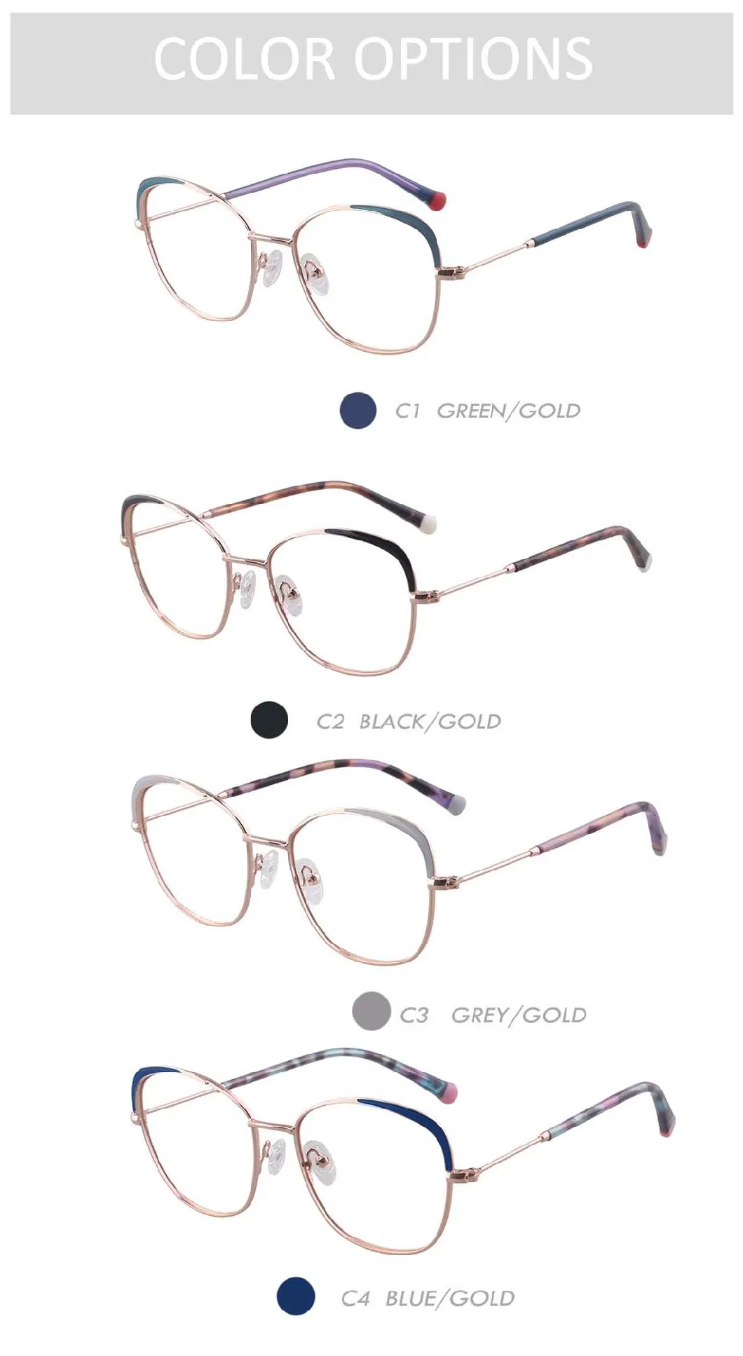 Gd Beautiful Design Cat Eye Women Metal Optical Frame Women Eyeglasses Glasses Frames