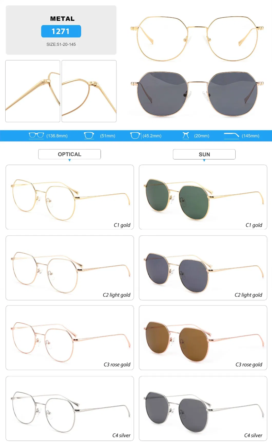 Fashionable Metal Shades Colorful High Quality Tac Polariod Metal Frame Sunglasses